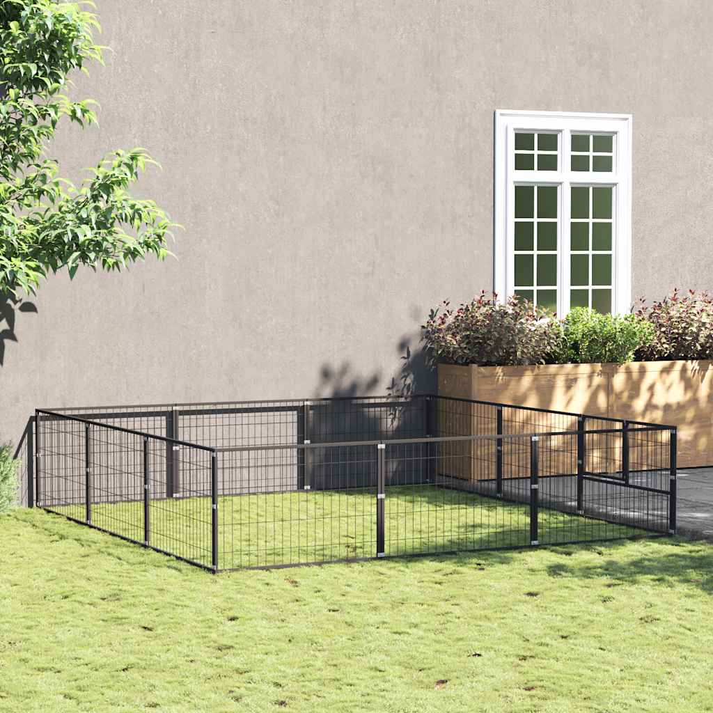 Gabbia per Cani Nera 9 m² in Acciaio