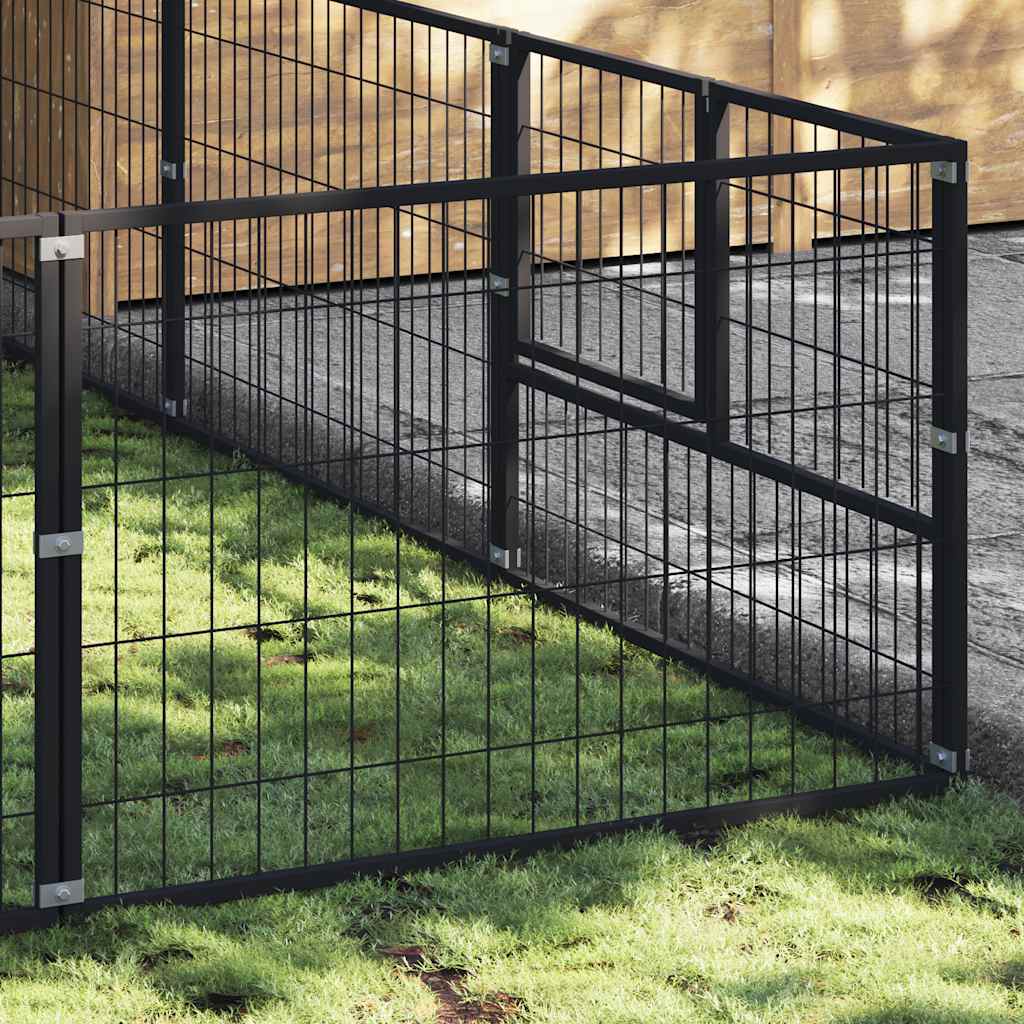 Gabbia per Cani Nera 9 m² in Acciaio