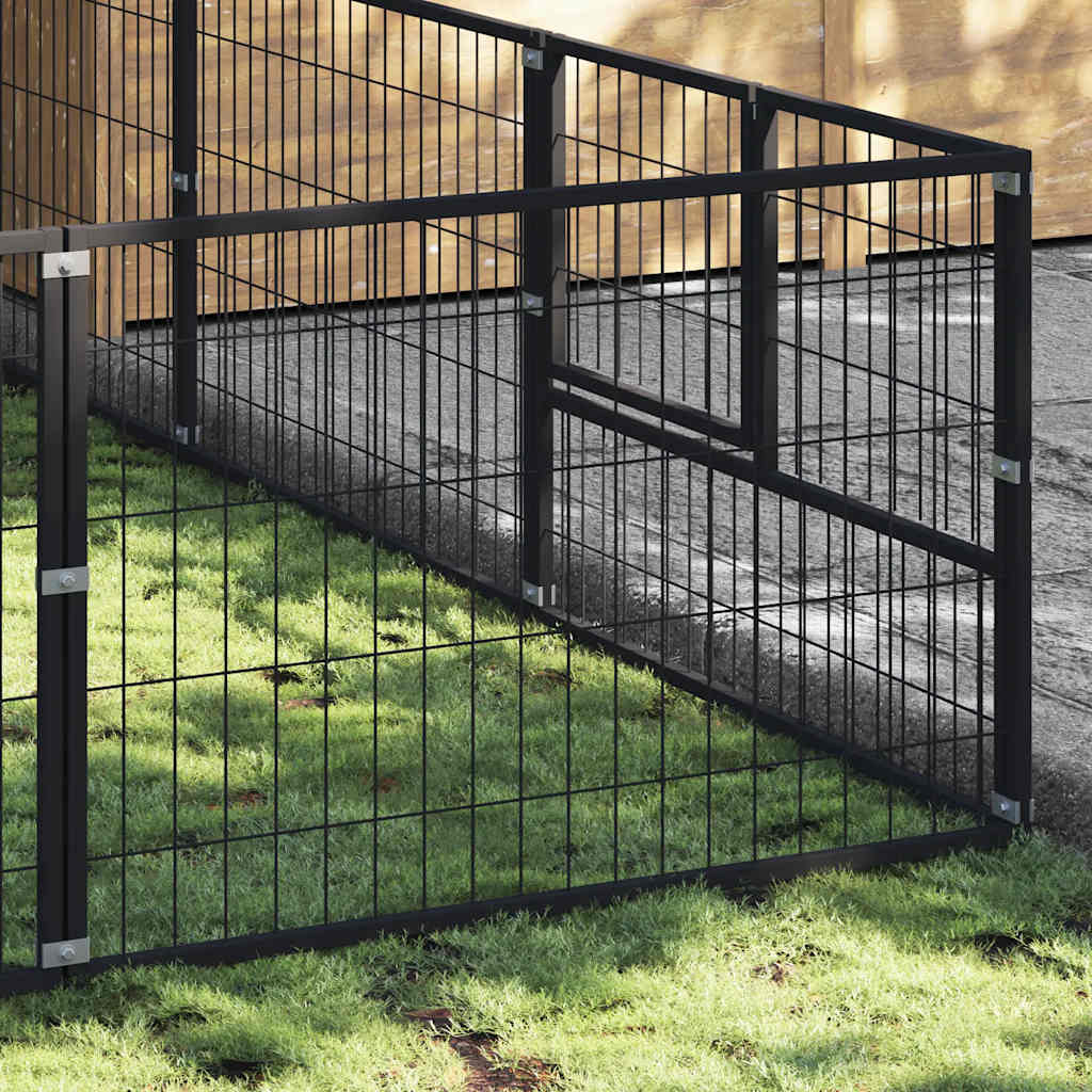 Gabbia per Cani Nera 15 m² in Acciaio