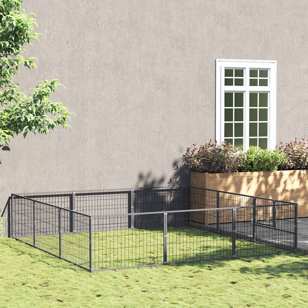 Gabbia per Cani Argento 9 m² in Acciaio