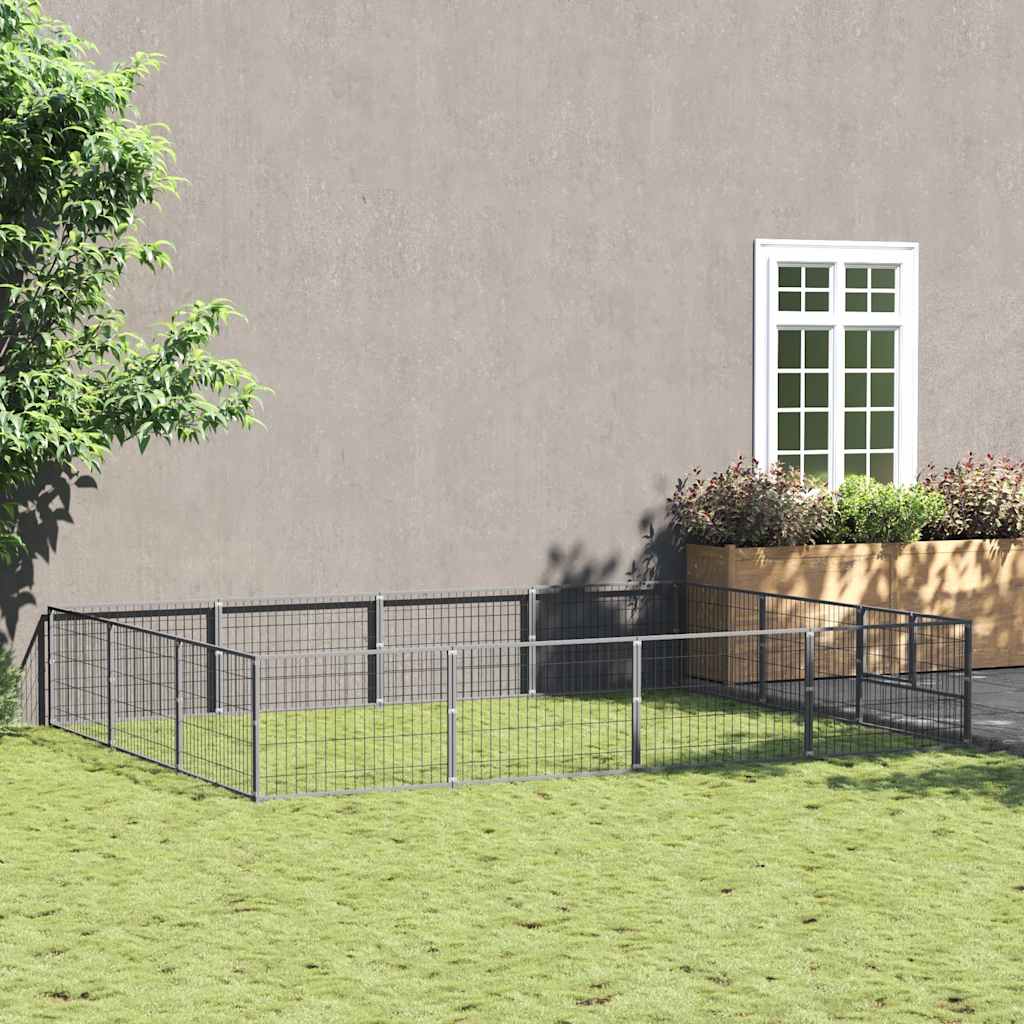 Gabbia per Cani Argento 12 m² in Acciaio