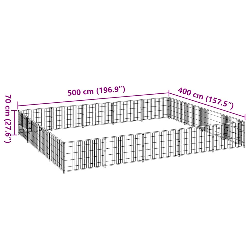 Gabbia per Cani Argento 20 m² in Acciaio