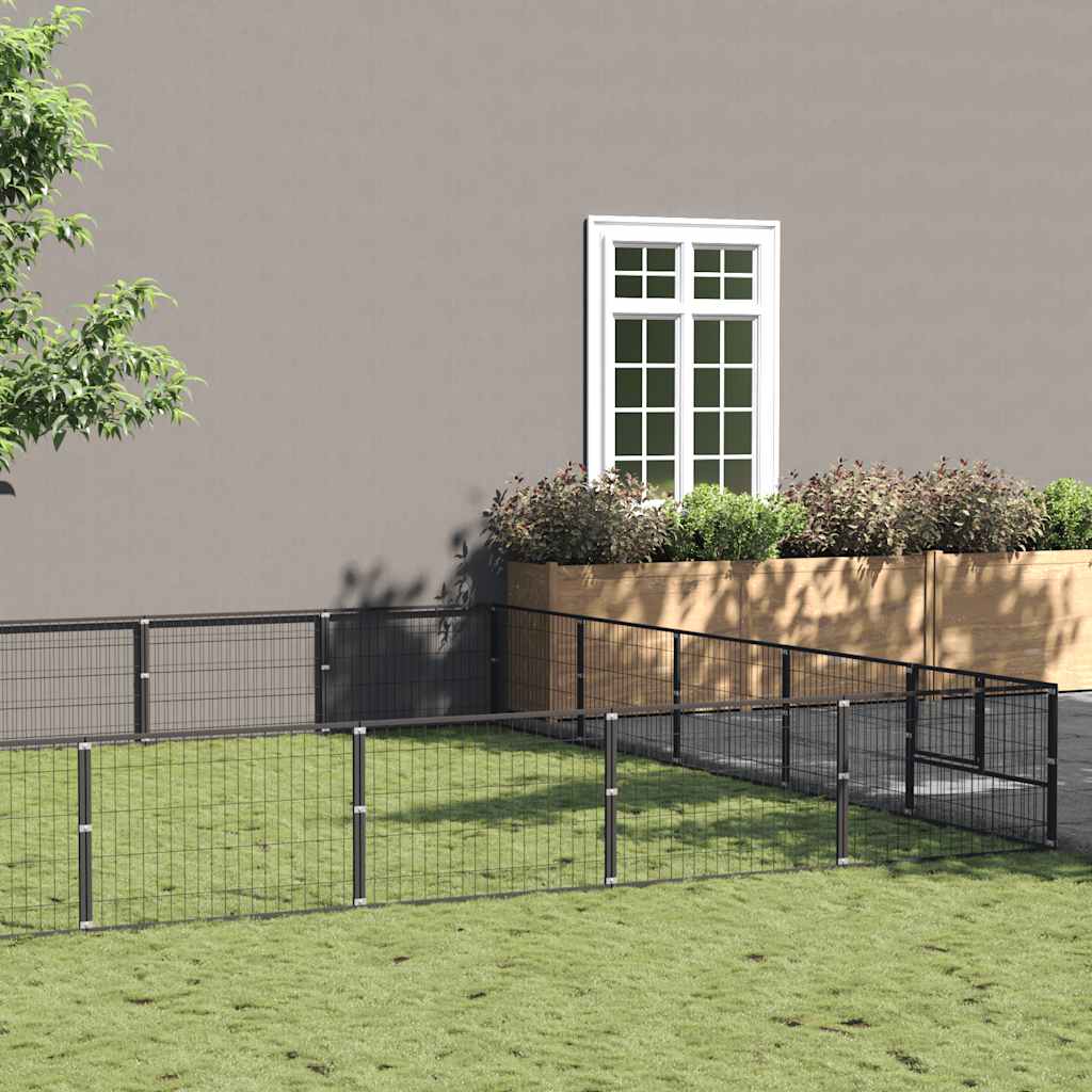 Gabbia per Cani Nera 25 m² in Acciaio