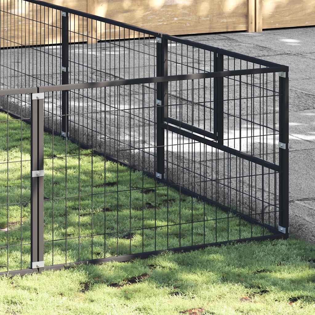 Gabbia per Cani Nera 25 m² in Acciaio