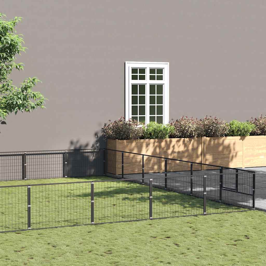 Gabbia per Cani Nera 54 m² in Acciaio