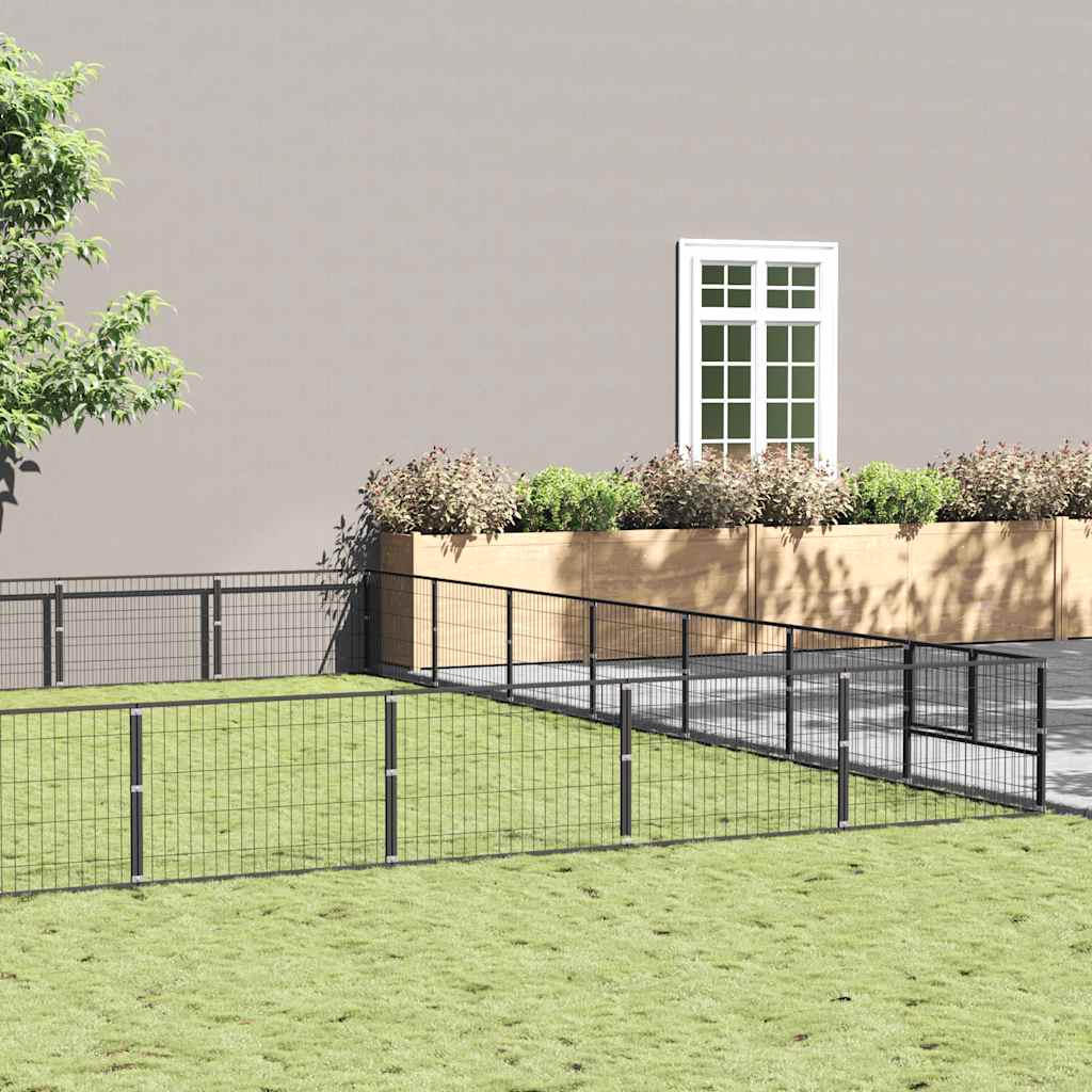 Gabbia per Cani Nera 49 m² in Acciaio