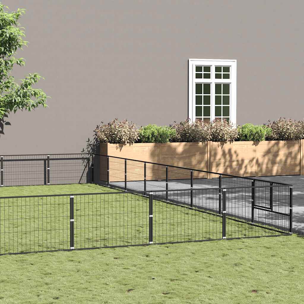 Gabbia per Cani Nera 64 m² in Acciaio