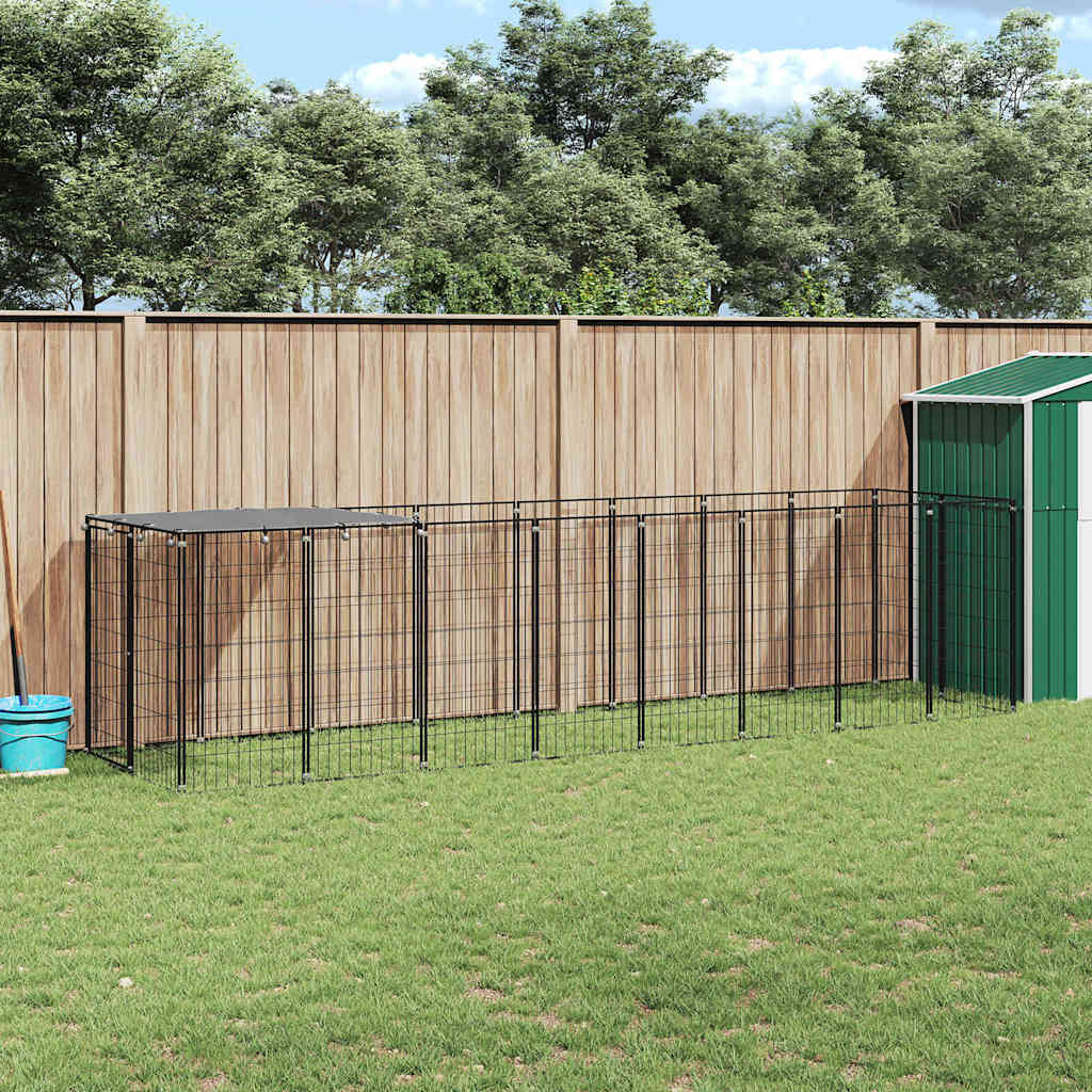 Gabbia per Cani Nera 4,84 m² in Acciaio