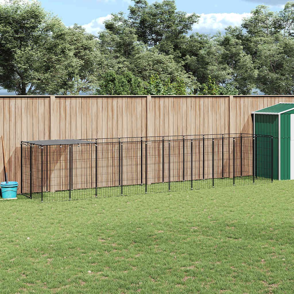 Gabbia per Cani Nera 6,05 m² in Acciaio