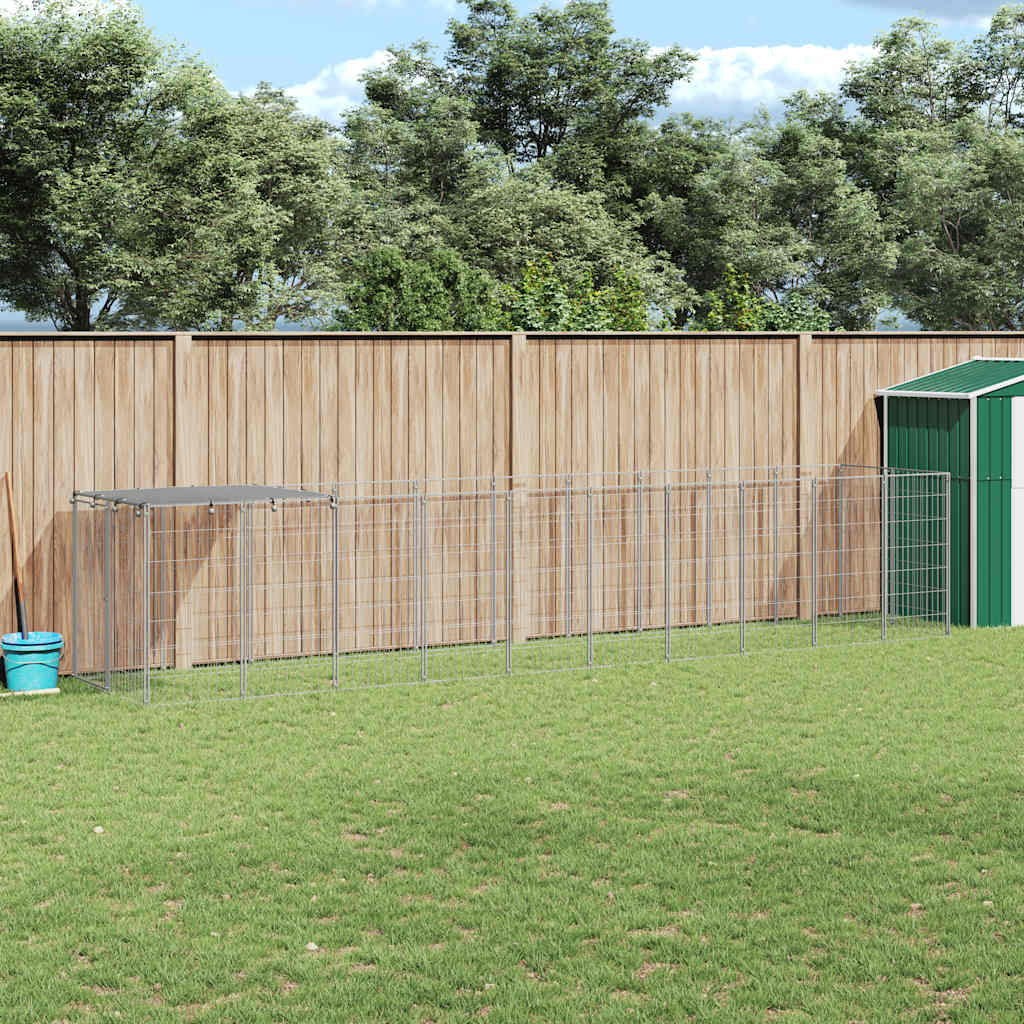 Gabbia per Cani Argento 6,05 m² in Acciaio