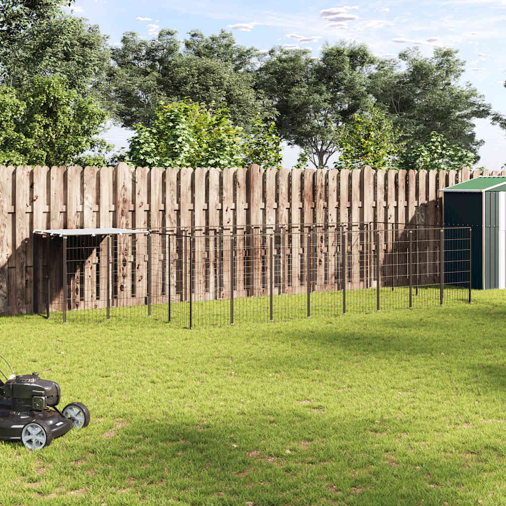 Gabbia per Cani Nera 10,89 m² in Acciaio