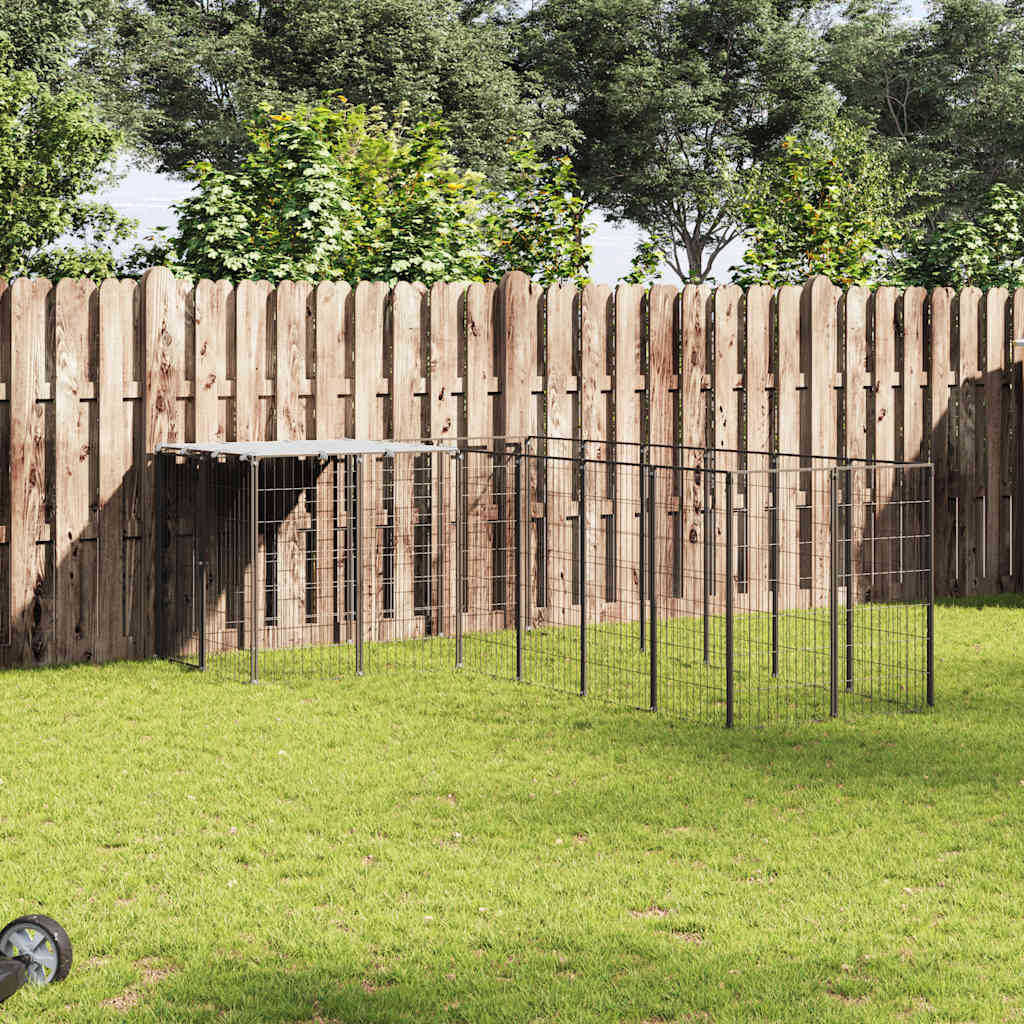 Gabbia per Cani Nera 4,84 m² in Acciaio