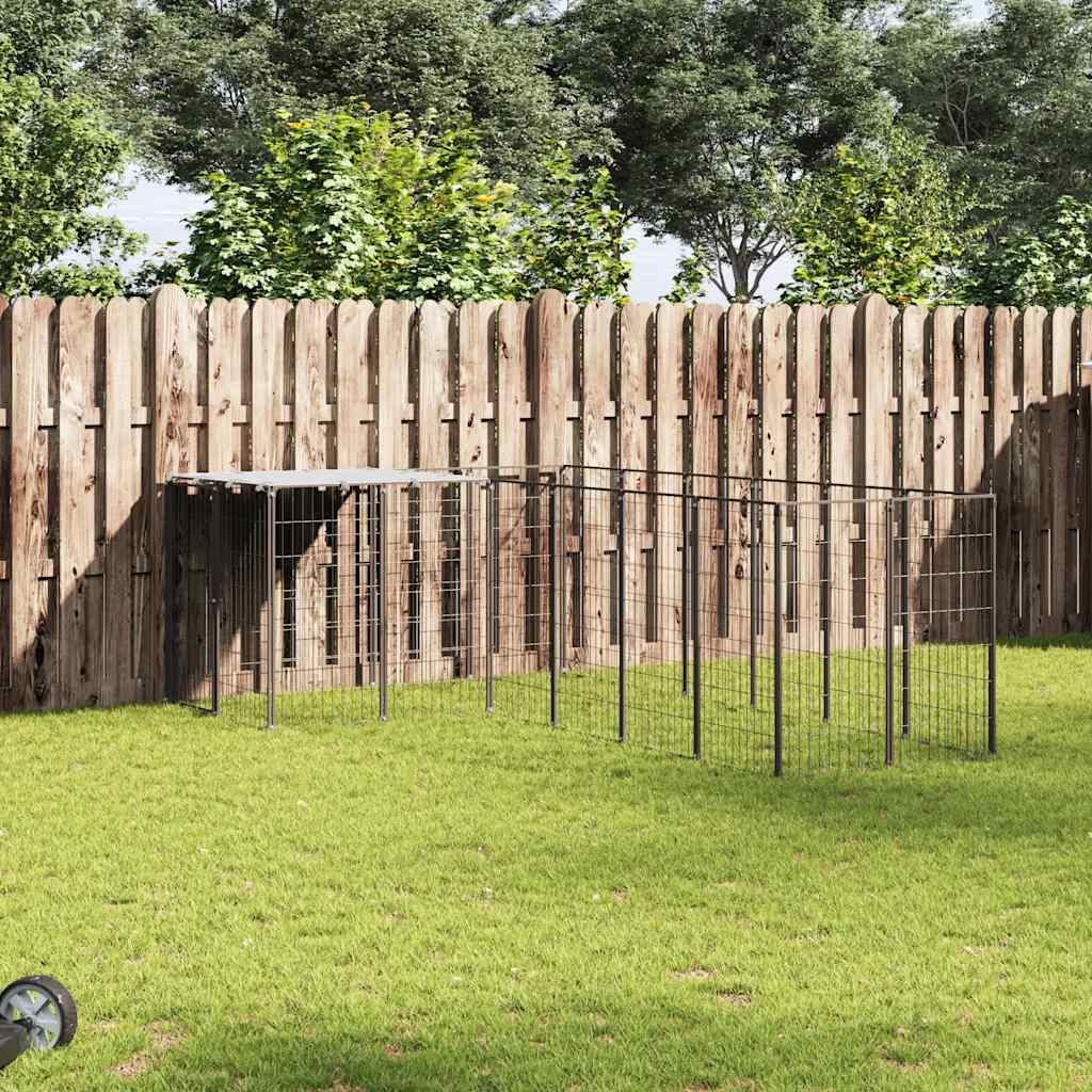 Gabbia per Cani Nera 8,47 m² in Acciaio