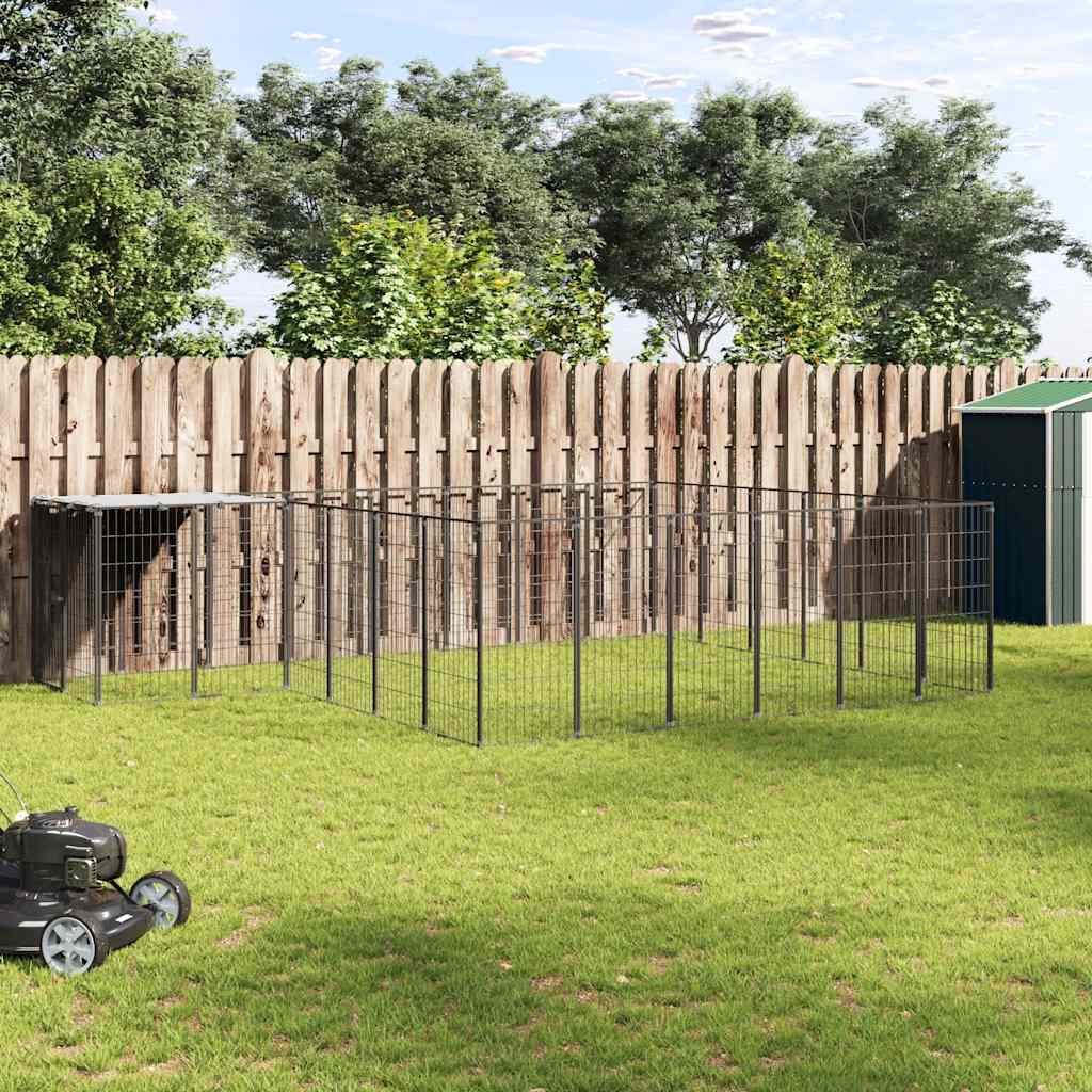 Gabbia per Cani Nera 12,1 m² in Acciaio
