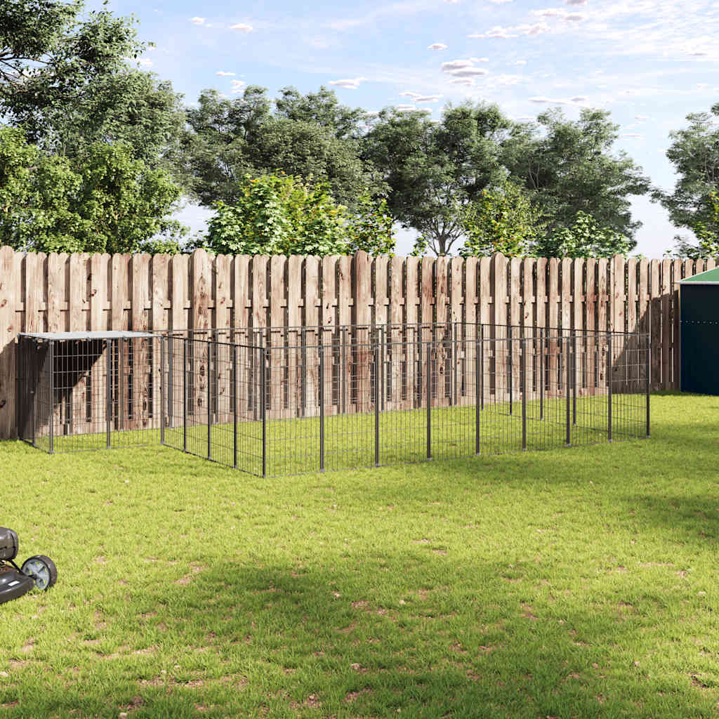 Gabbia per Cani Nera 15,73 m² in Acciaio