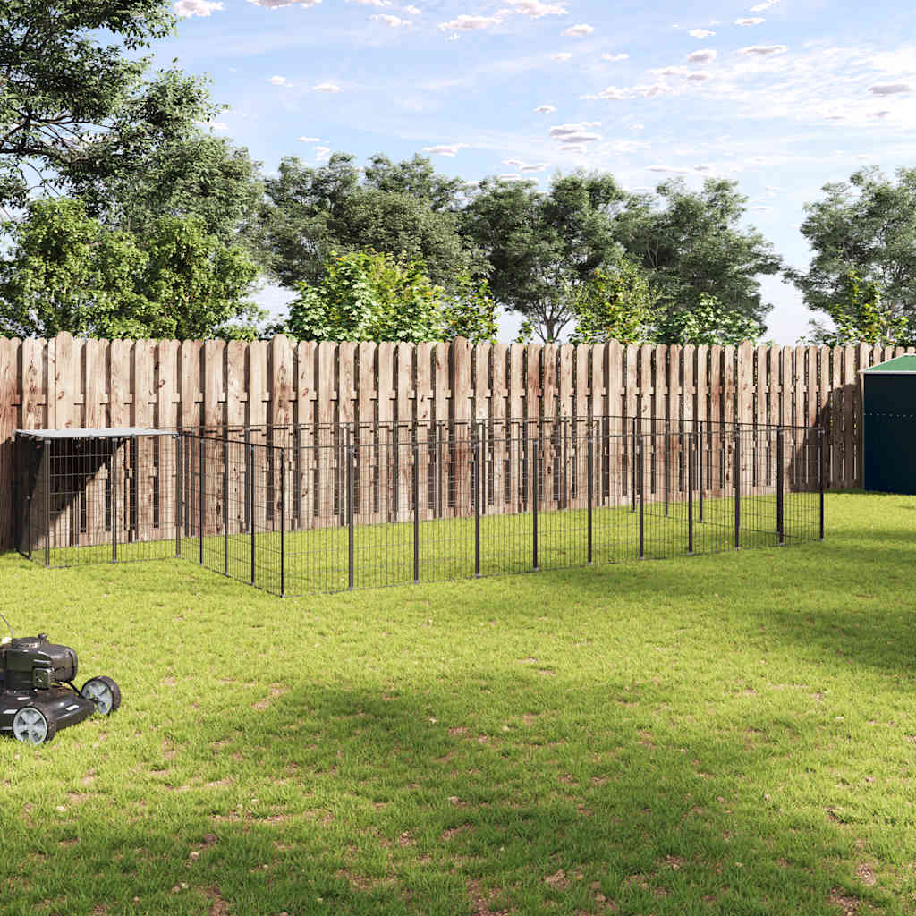 Gabbia per Cani Nera 19,36 m² in Acciaio
