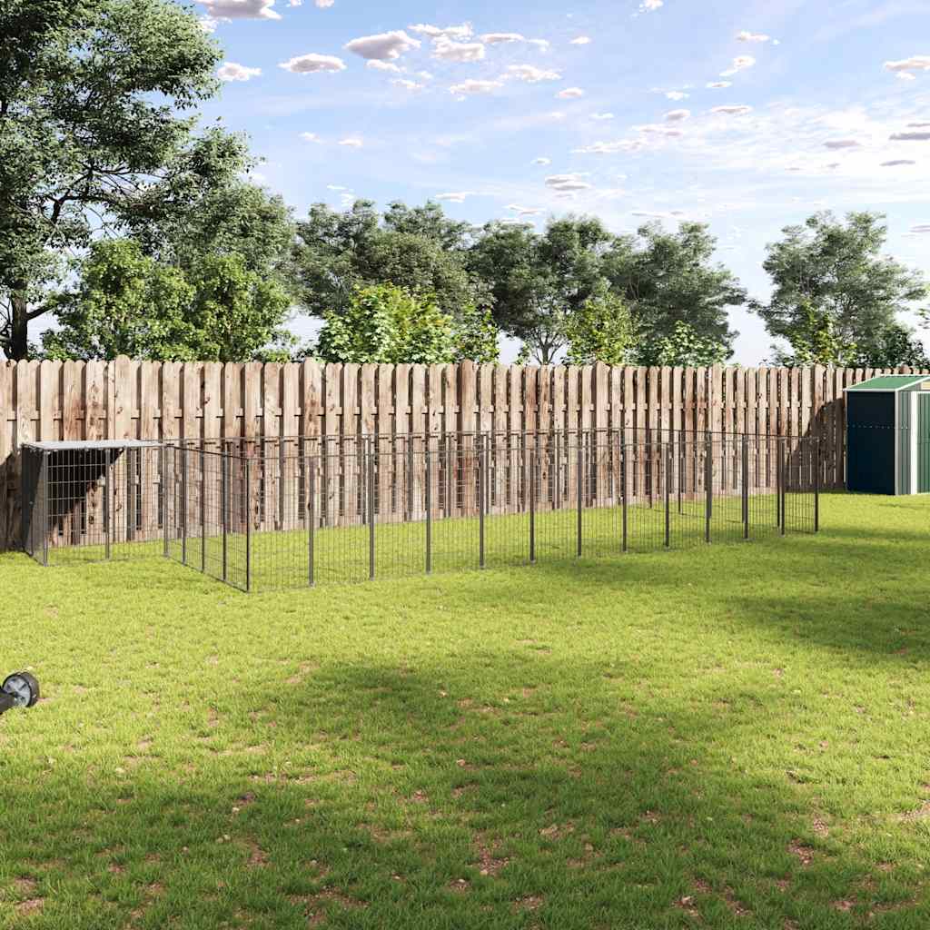 Gabbia per Cani Nera 22,99 m² in Acciaio