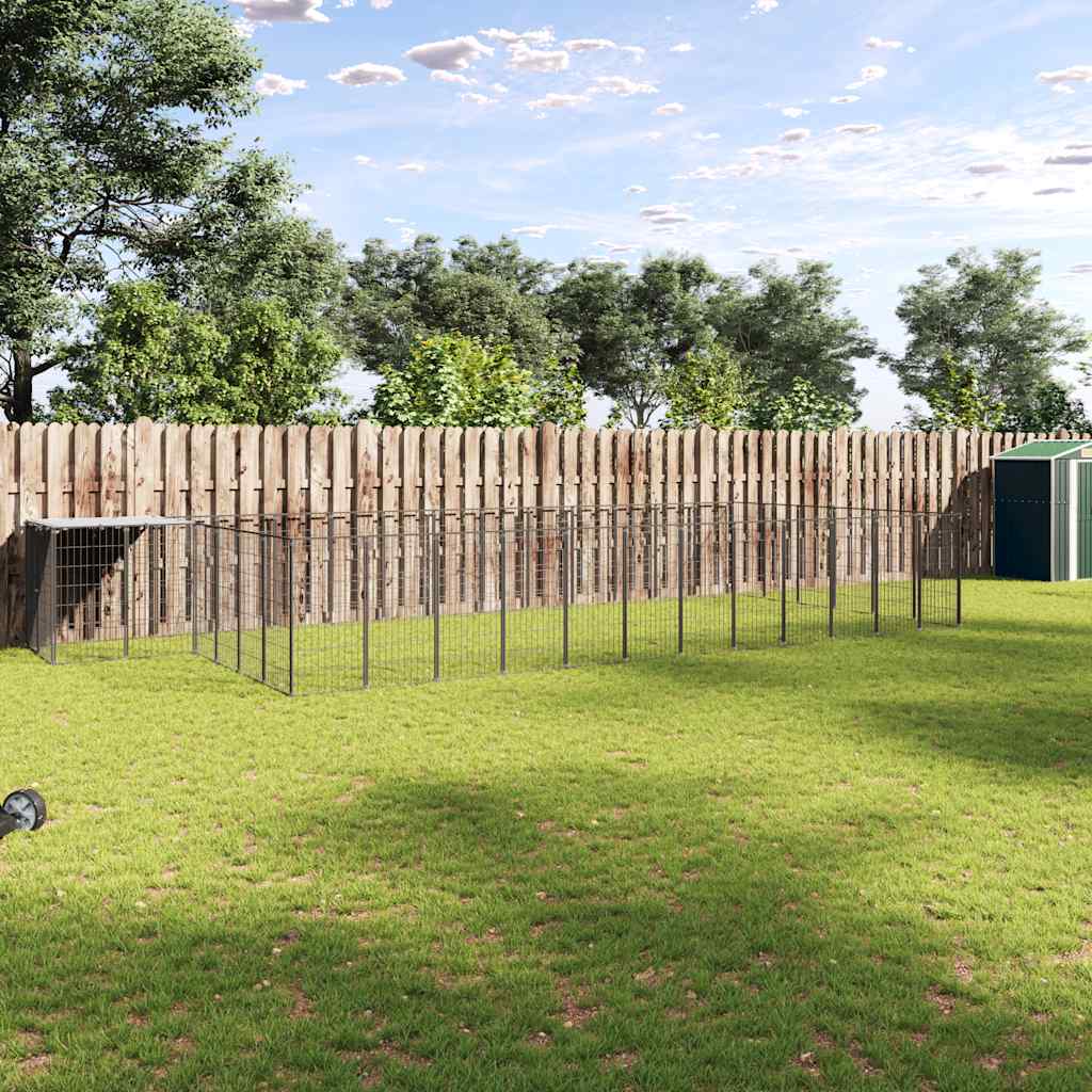 Gabbia per Cani Nera 26,62 m² in Acciaio