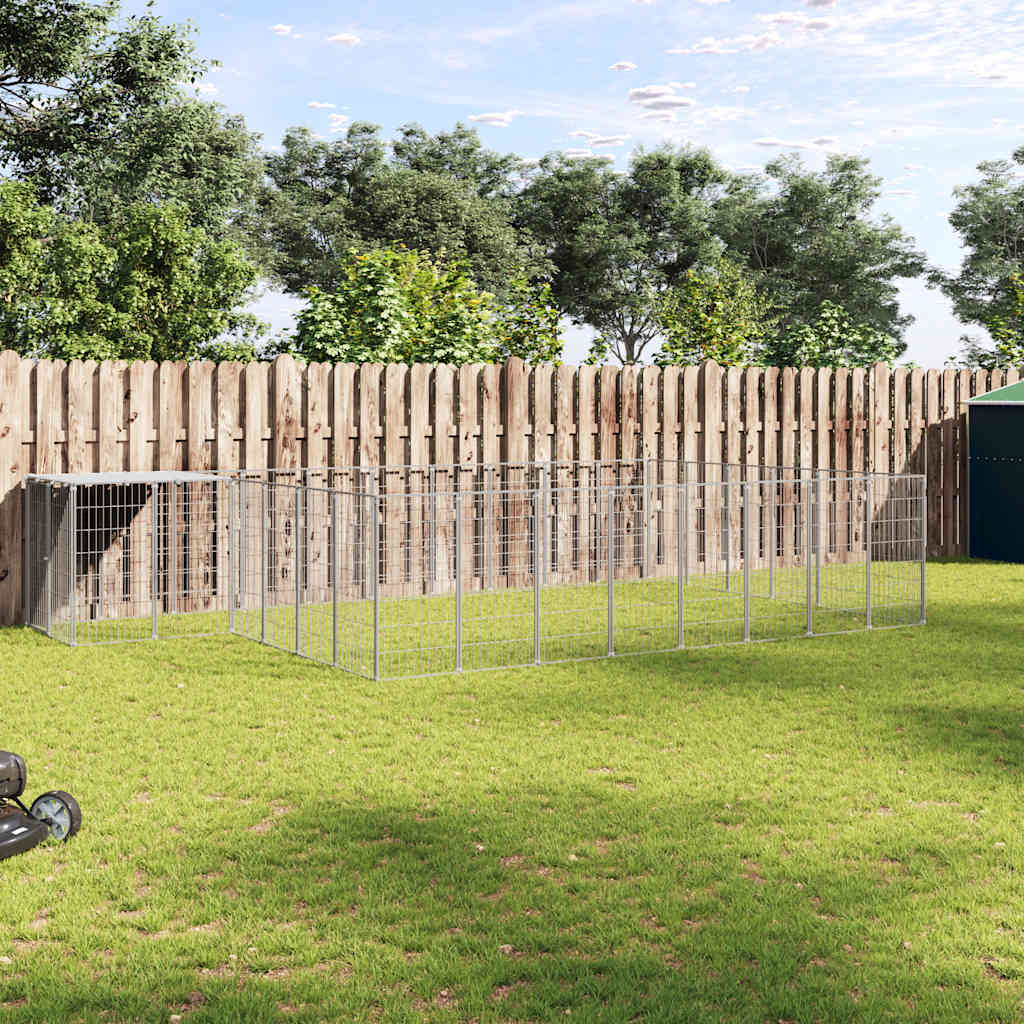 Gabbia per Cani Argento 15,73 m² in Acciaio