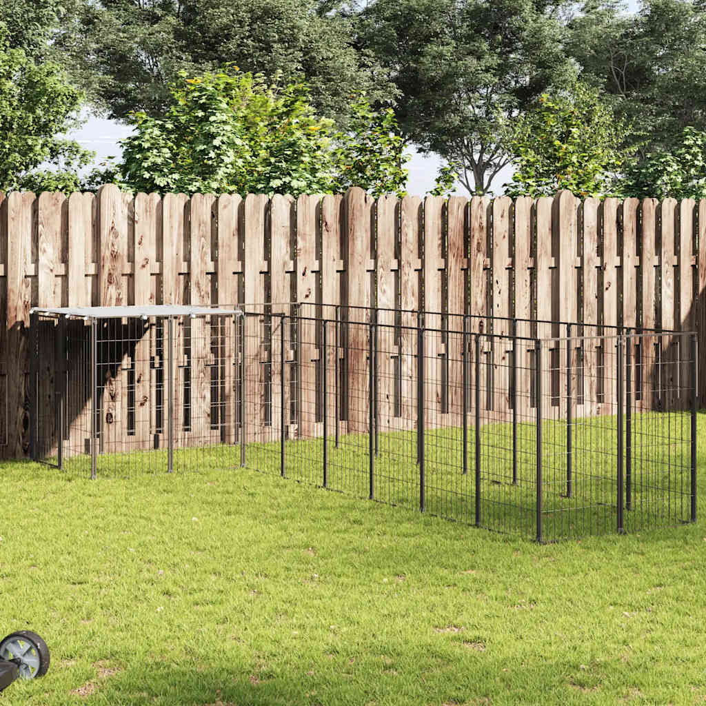 Gabbia per Cani Nera 6,05 m² in Acciaio