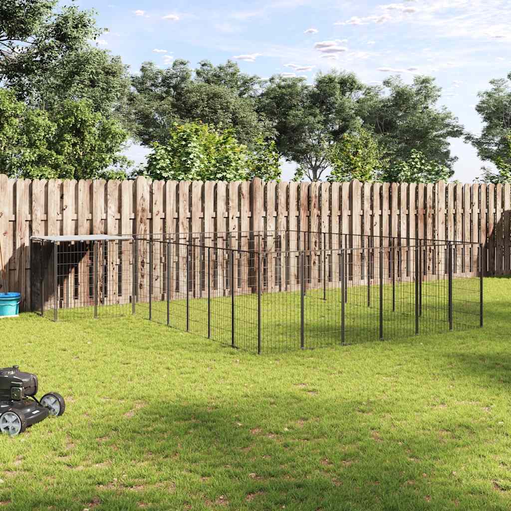 Gabbia per Cani Nera 15,73 m² in Acciaio