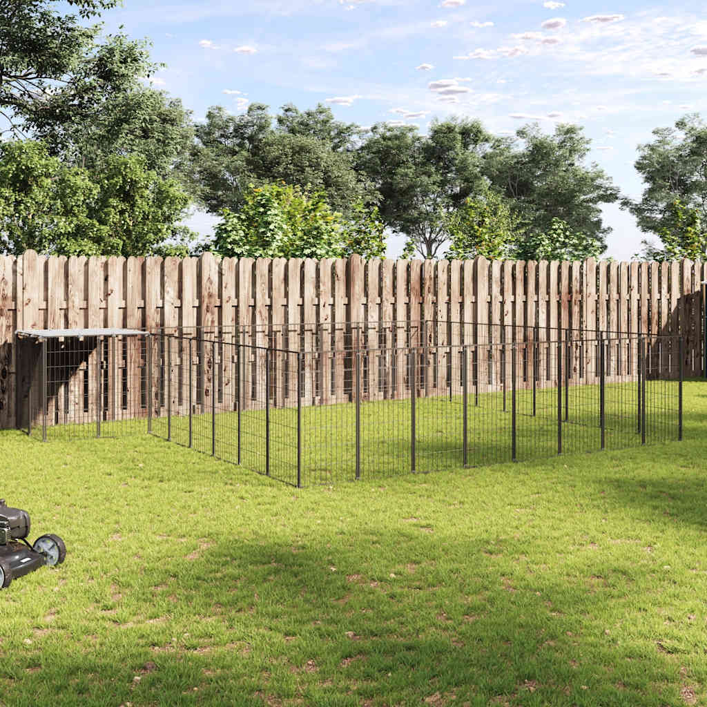 Gabbia per Cani Nera 20,57 m² in Acciaio