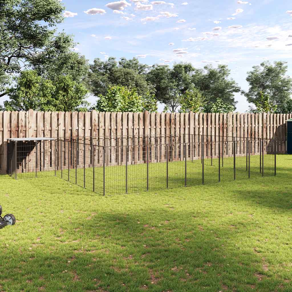 Gabbia per Cani Nera 25,41 m² in Acciaio