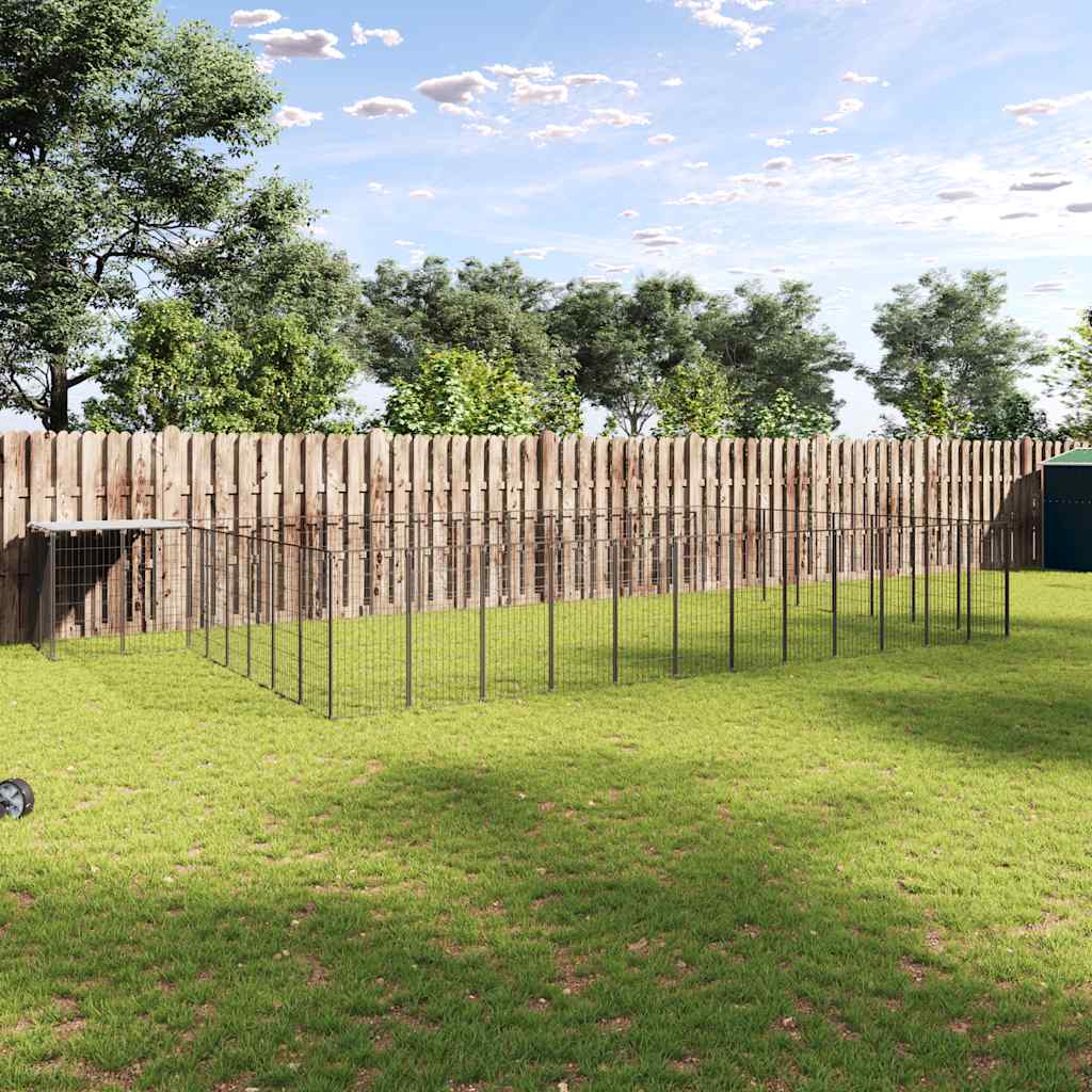Gabbia per Cani Nera 30,25 m² in Acciaio