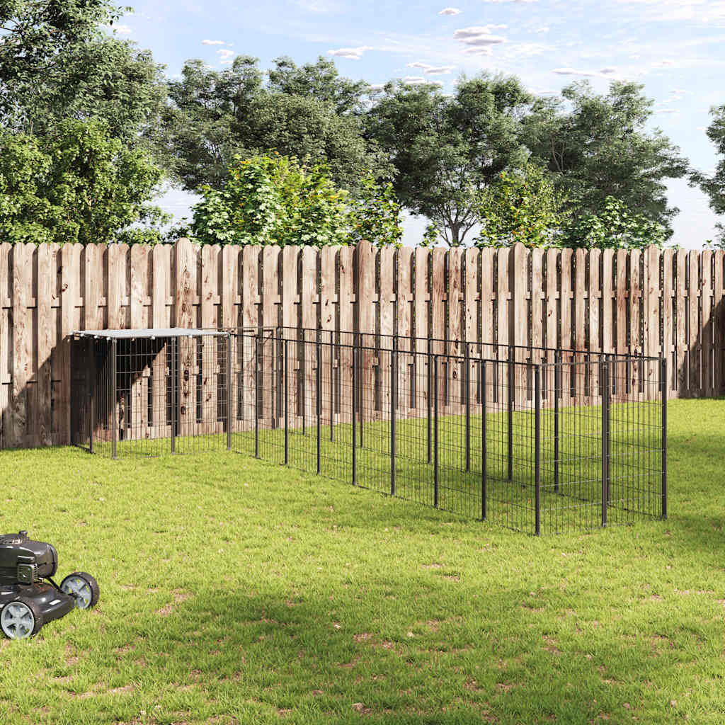 Gabbia per Cani Nera 7,26 m² in Acciaio