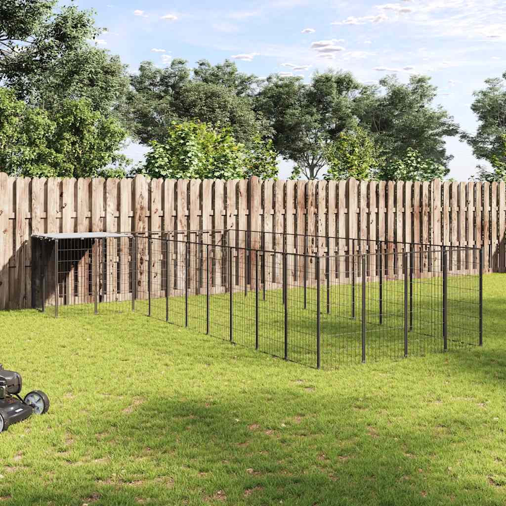 Gabbia per Cani Nera 13,31 m² in Acciaio