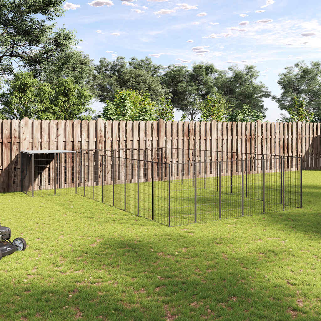 Gabbia per Cani Nera 19,36 m² in Acciaio