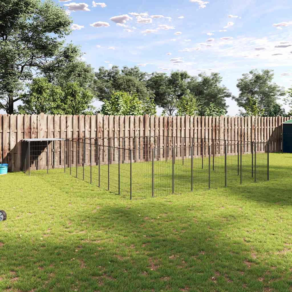 Gabbia per Cani Nera 25,41 m² in Acciaio