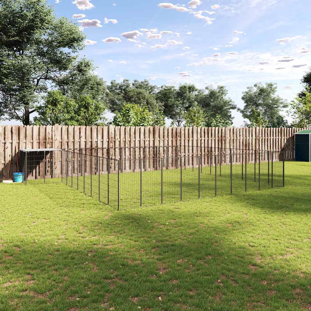 Gabbia per Cani Nera 31,46 m² in Acciaio