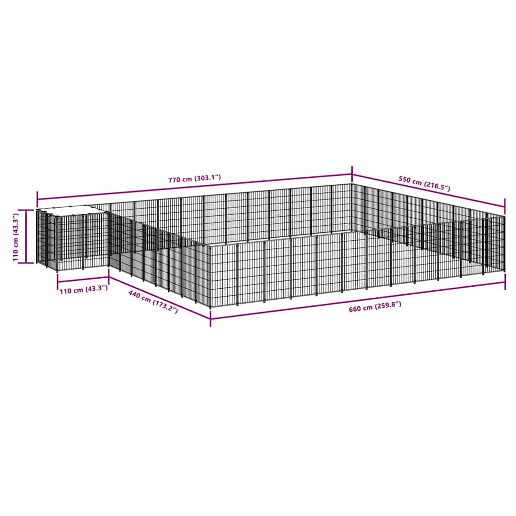 Gabbia per Cani Argento 37,51 m² in Acciaio