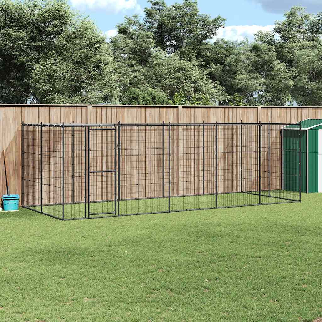 Gabbia per Cani da Esterno in Acciaio con Tetto 12,1 m²