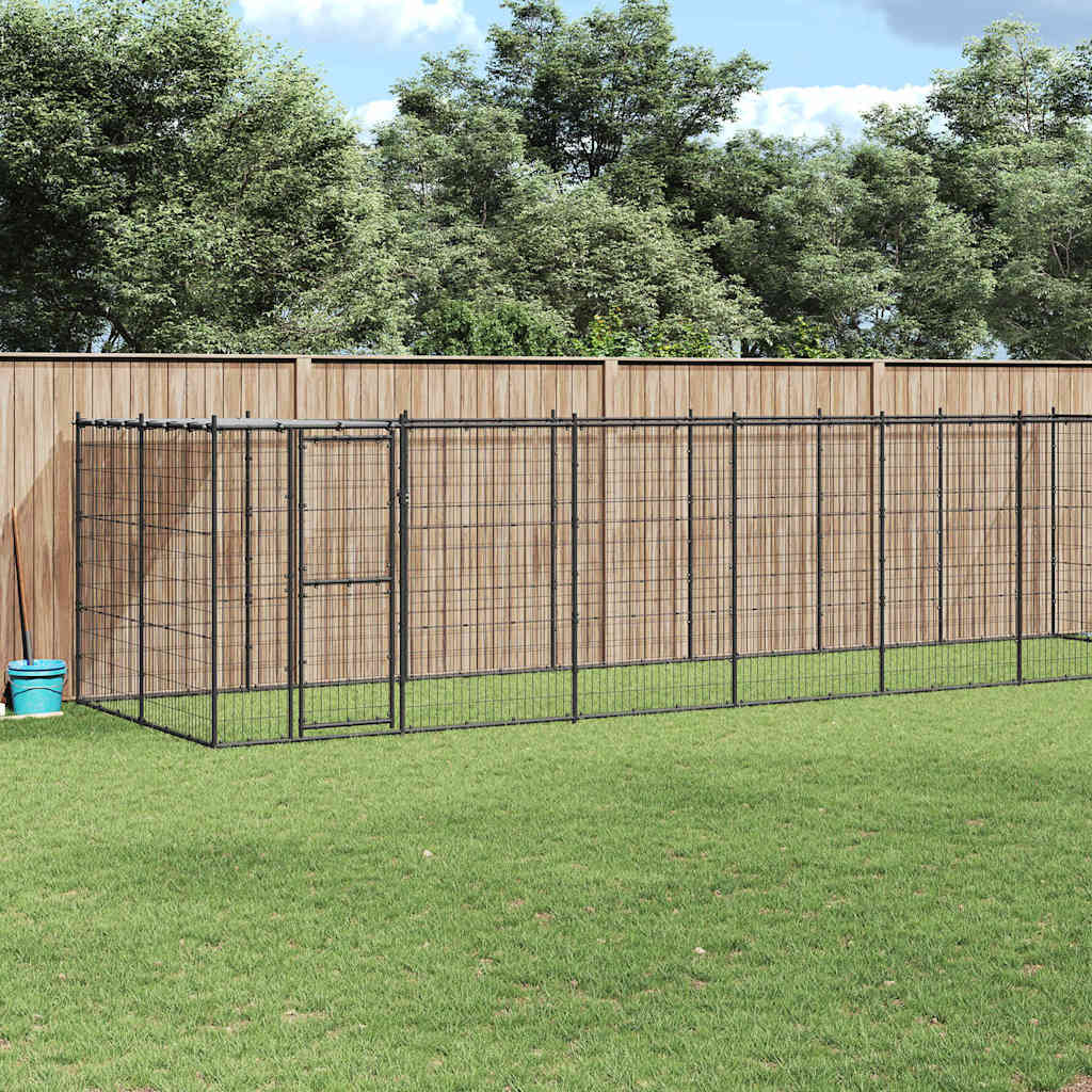 Gabbia per Cani da Esterno in Acciaio con Tetto 16,94 m²
