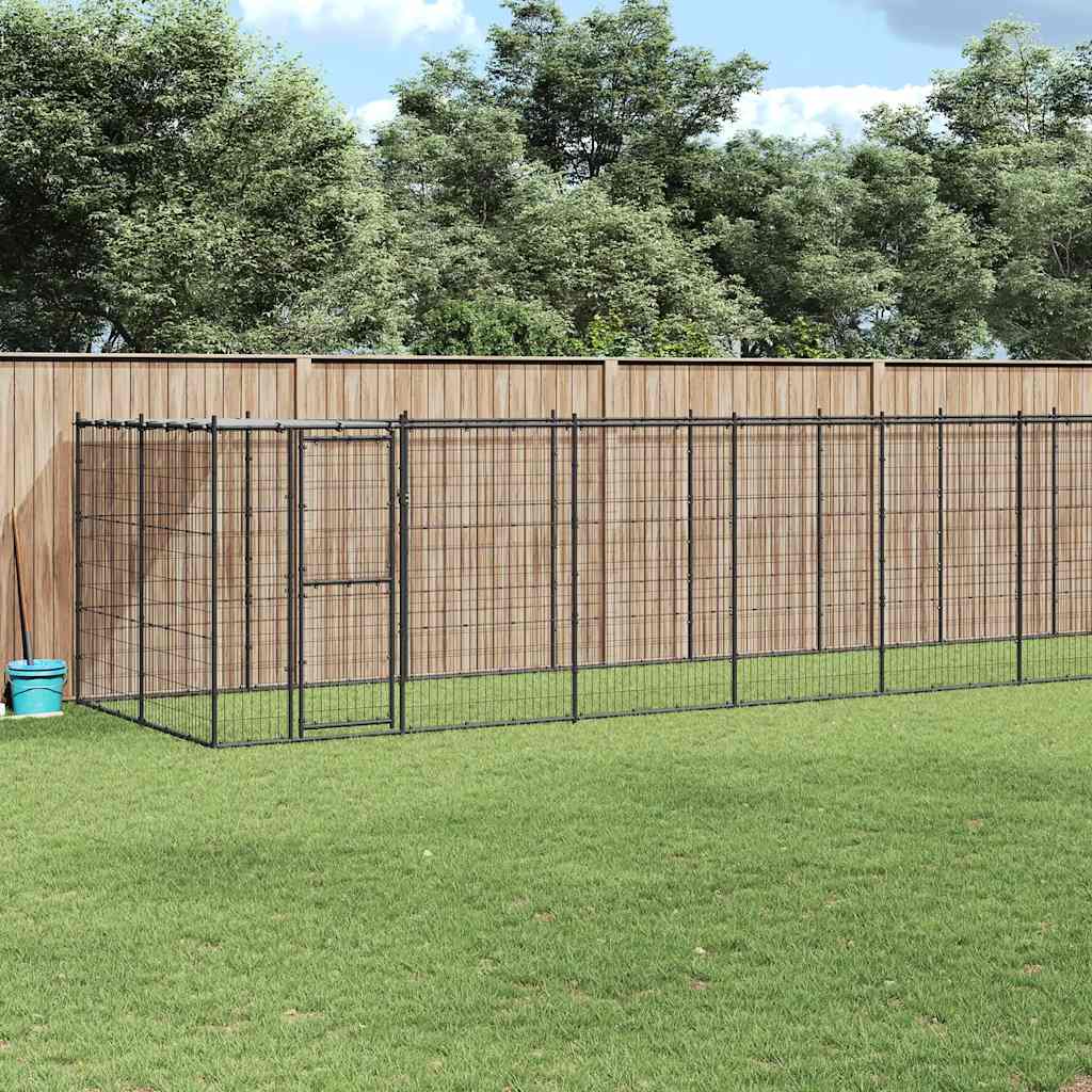 Gabbia per Cani da Esterno in Acciaio con Tetto 26,62 m²