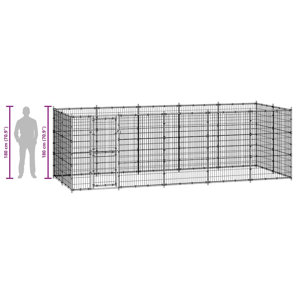 Gabbia per Cani da Esterno in Acciaio 12,1 m²