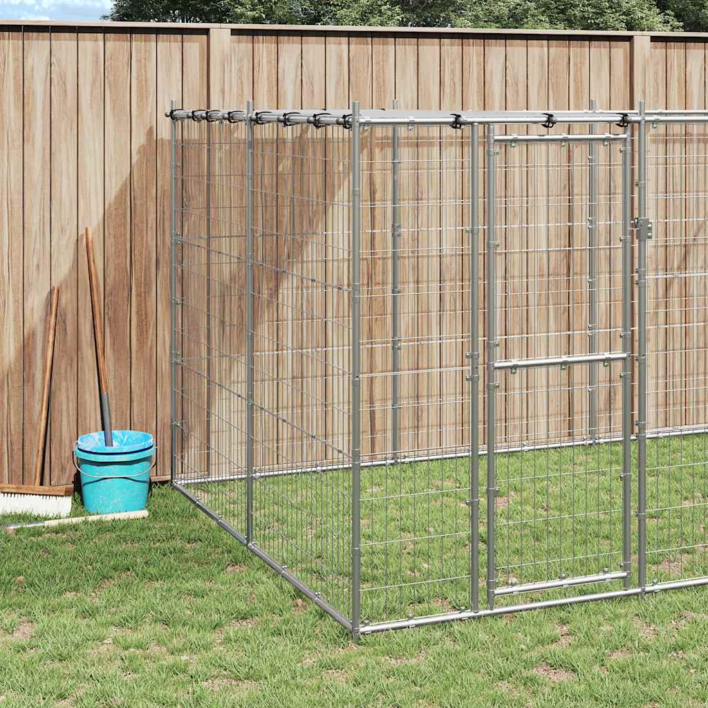 Gabbia per Cani da Esterno in Acciaio Zincato con Tetto 16,94 m²