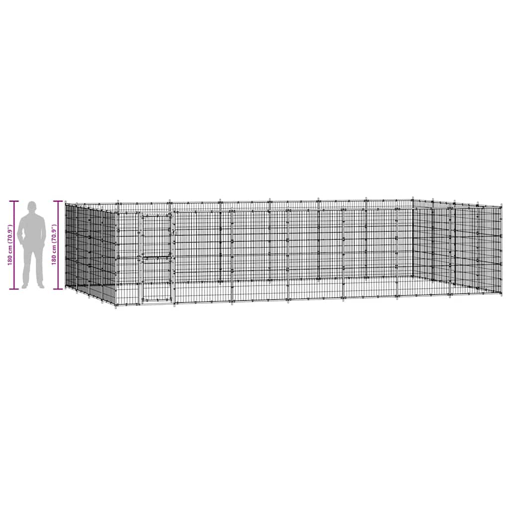 Gabbia per Cani da Esterno in Acciaio 33,88 m²