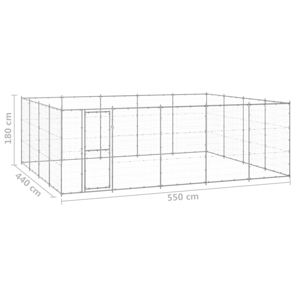 Gabbia per Cani da Esterno in Acciaio Zincato 24,2 m²
