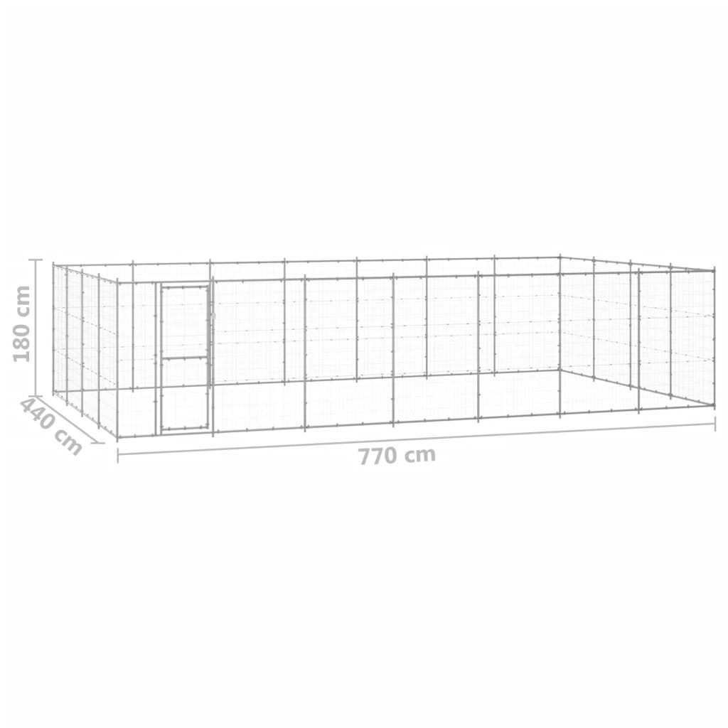 Gabbia per Cani da Esterno in Acciaio Zincato 33,88m²