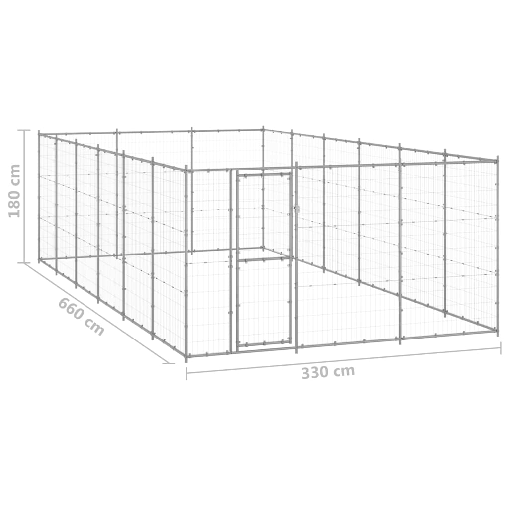 Gabbia per Cani da Esterno in Acciaio Zincato 21,78m²
