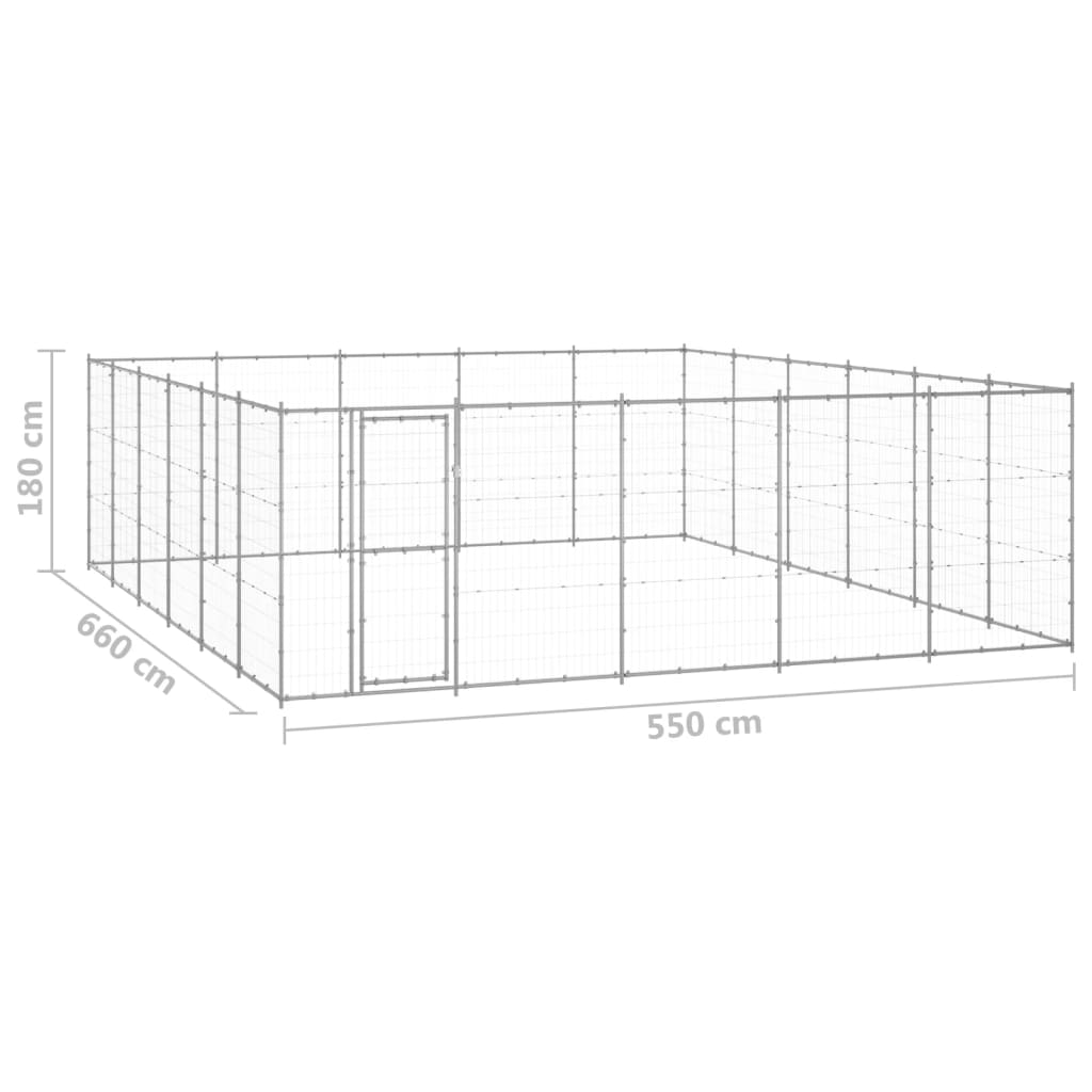 Gabbia per Cani da Esterno in Acciaio Zincato 36,3 m²