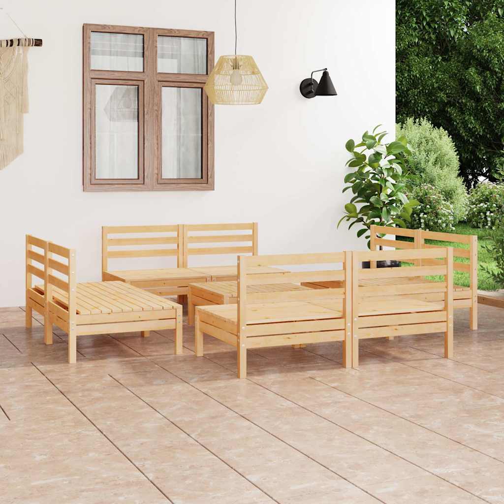 Set Divani da Giardino 9 pz in Legno Massello di Pino