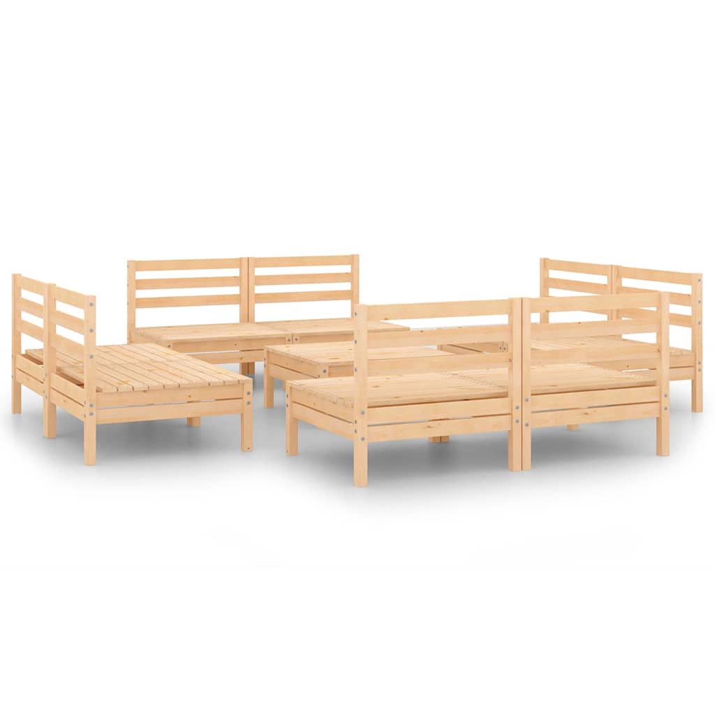 Set Divani da Giardino 9 pz in Legno Massello di Pino