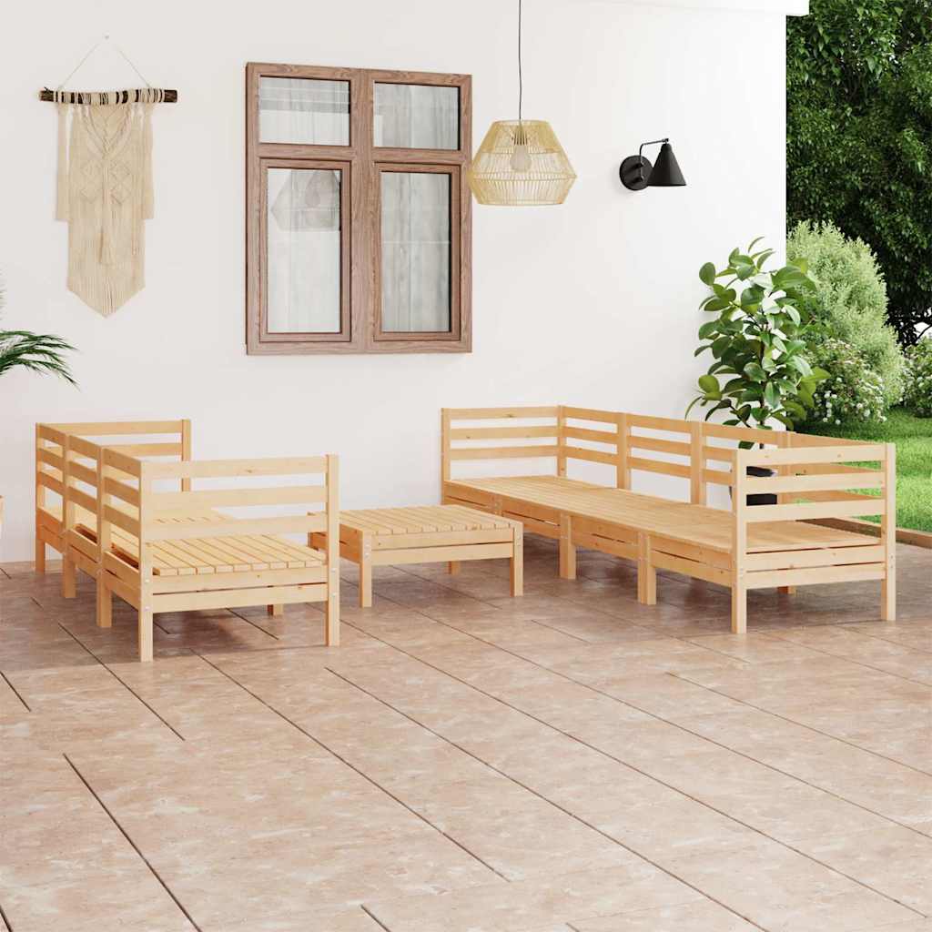 Set Divani da Giardino 8 pz in Legno Massello di Pino