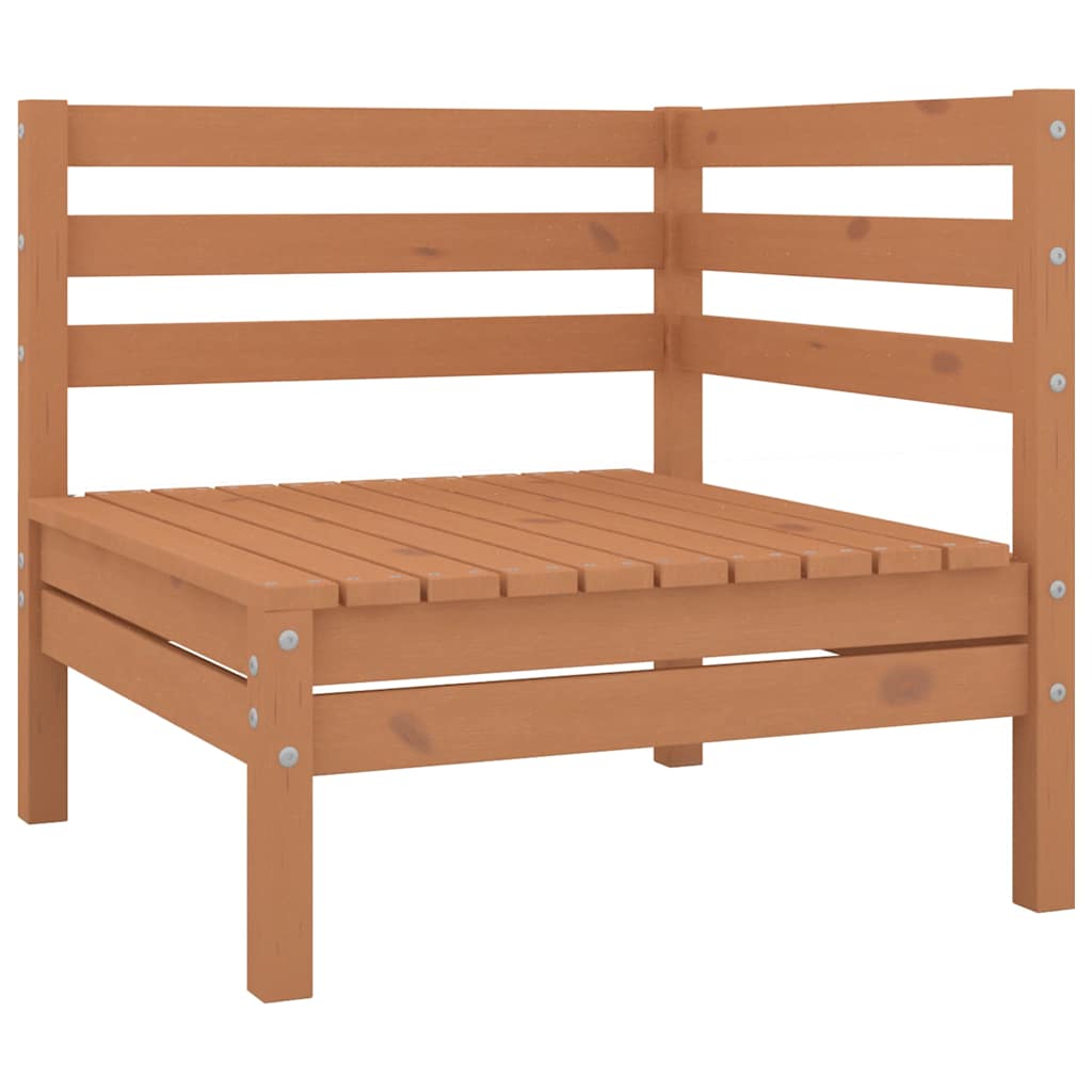 Set Salotto da Giardino 8 pz Marrone ambra Legno Massello Pino