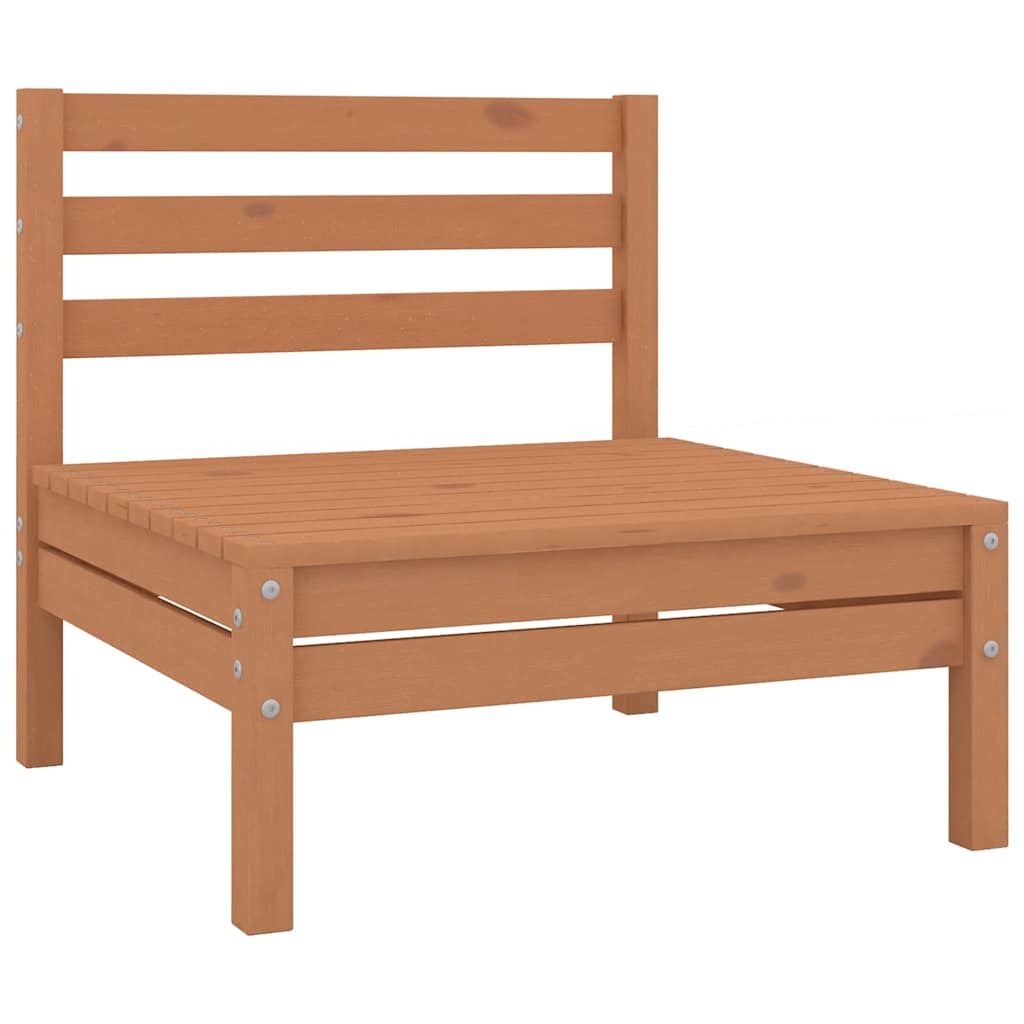 Set Salotto da Giardino 8 pz Marrone ambra Legno Massello Pino