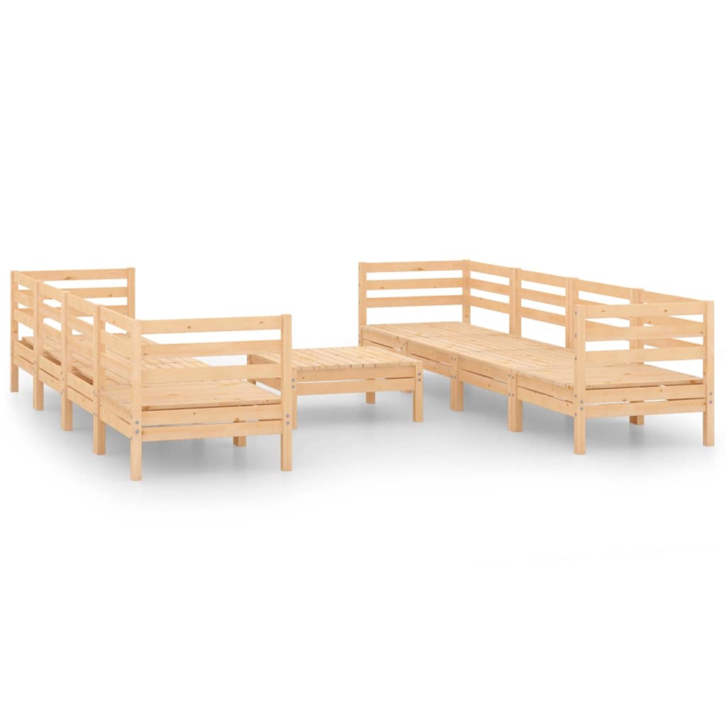 Set Divani da Giardino 9 pz in Legno Massello di Pino